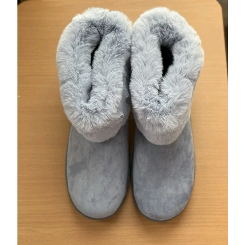 LIGHT BLUE Classic Women's Winter Boots Booties Faux Fur SZ 9.5 M